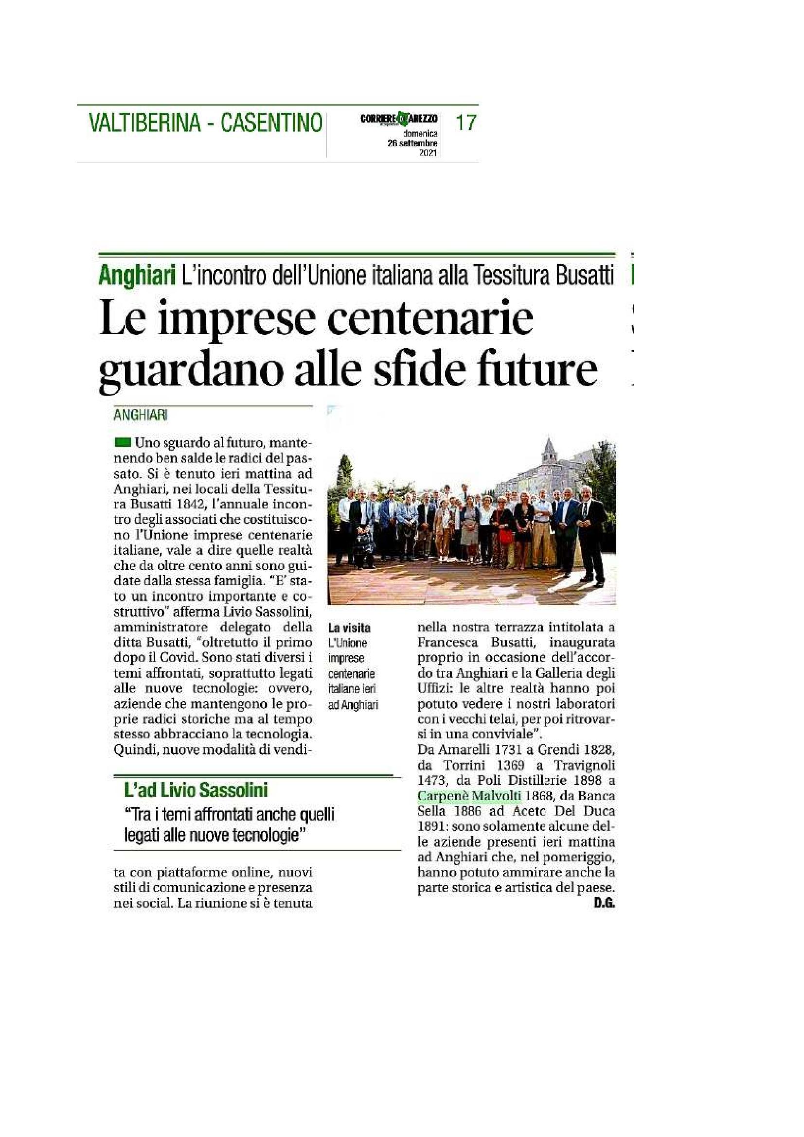 Corriere di Arezzo Le imprese centenarie guardano alle sfide future 1 