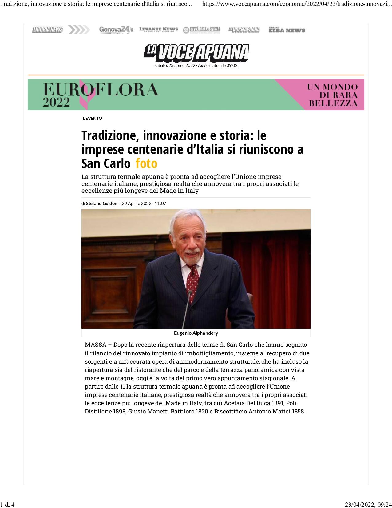 Tradizione innovazione e storia La voce Apuana 22 aprile 2022 page 0001