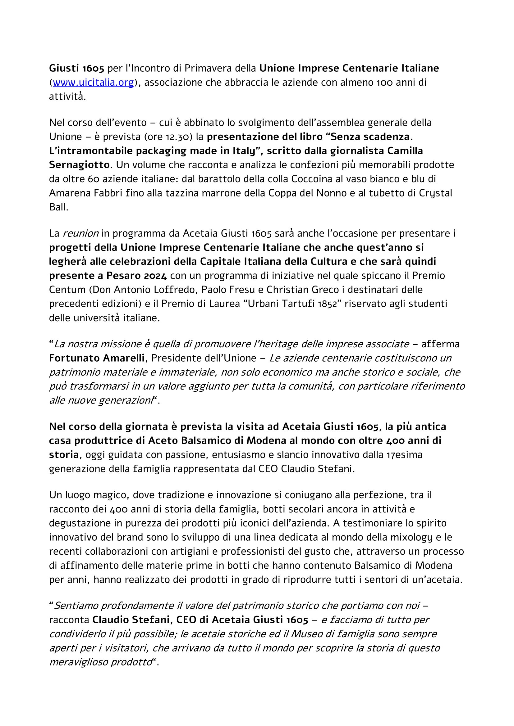 Agenfood   Da Acetaia Giusti l'incontro della Unione Imprese Centenarie Italiane, 19 marzo 2024 2