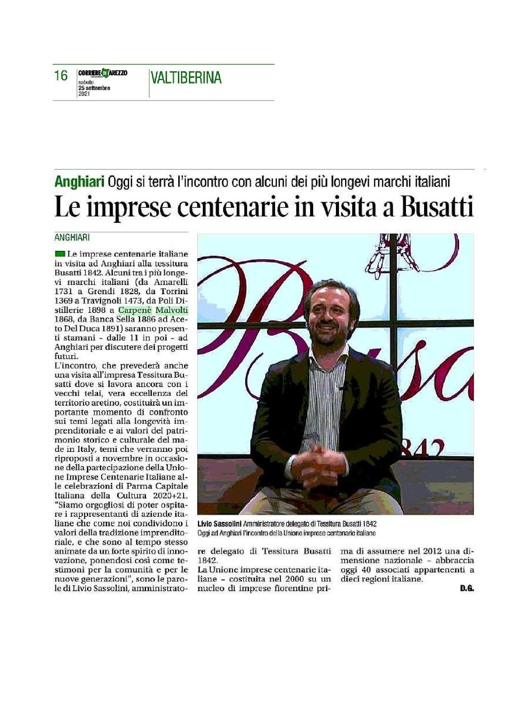Corriere di Arezzo Le imprese centenarie in visita a Busatti 1