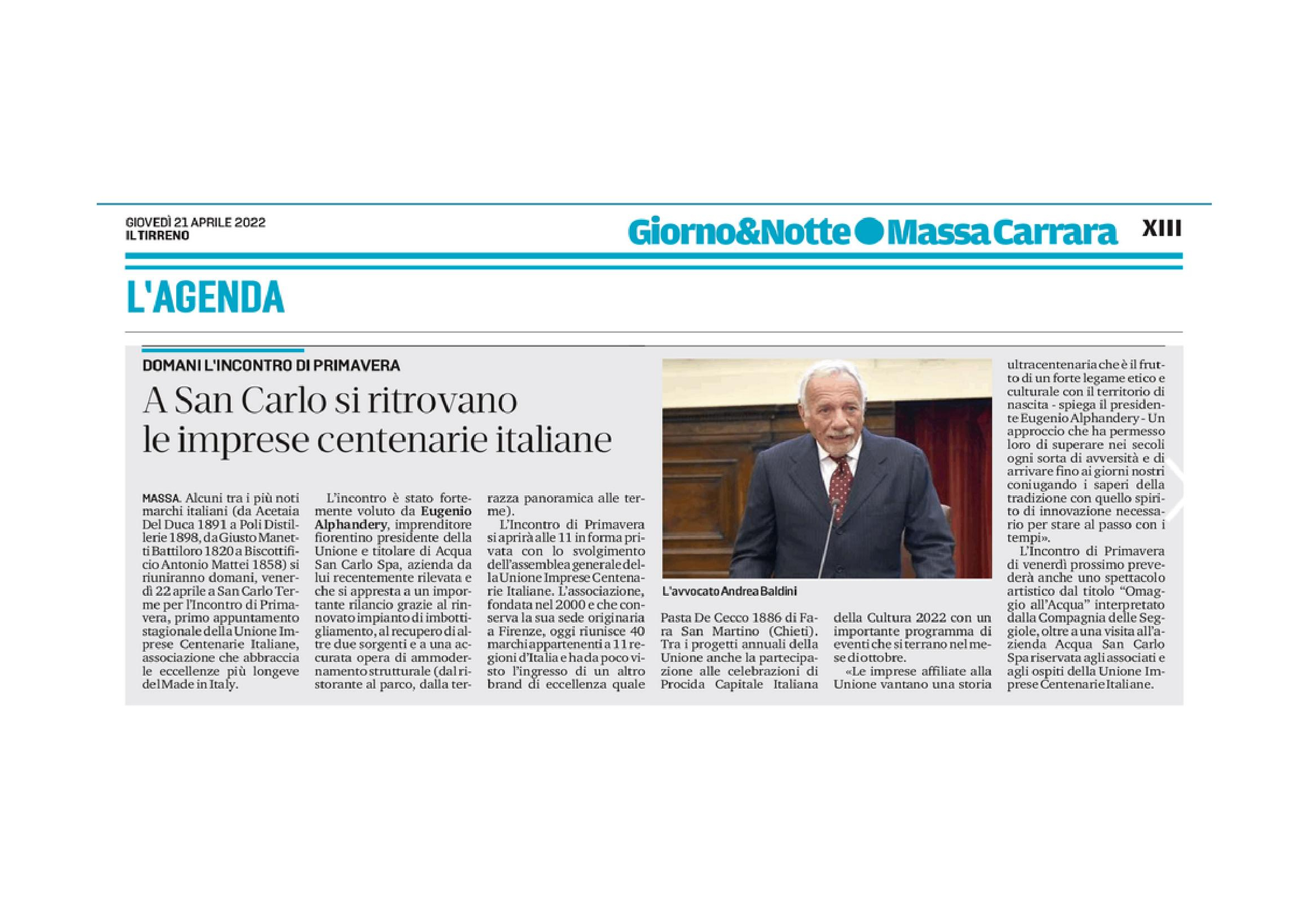 A San Carlo si ritrovano le imprese centenarie italiane Il Tirreno 21 aprile 2022